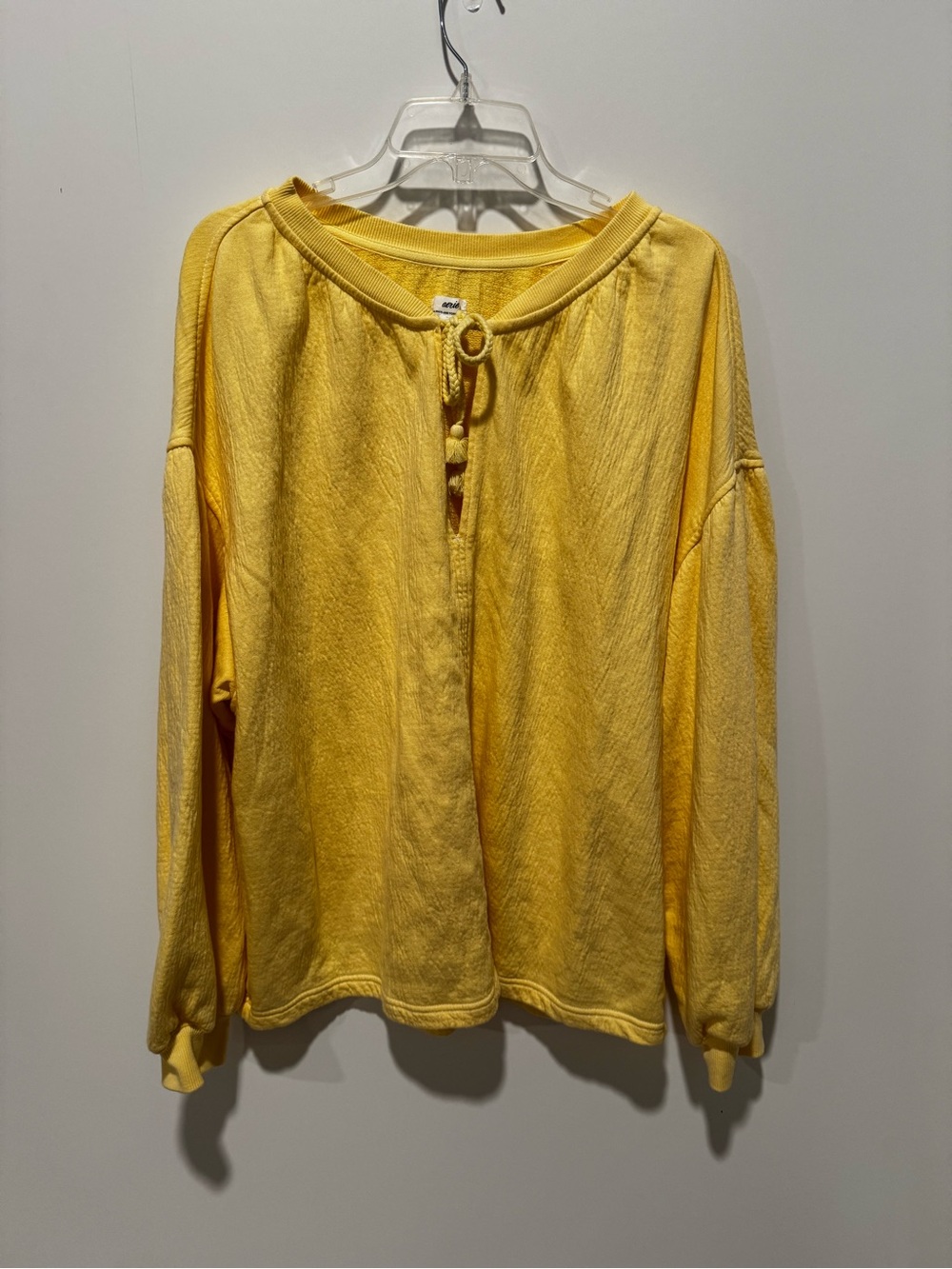 aerie Yellow Tie-Neck Pullover Sweatshirt